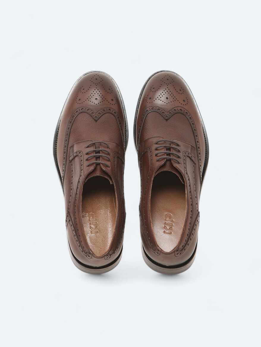 Brown Leather Classical Shoes - 5