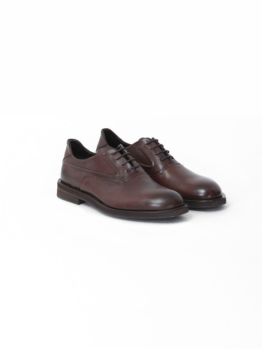 Brown Leather Classical Shoes - 2