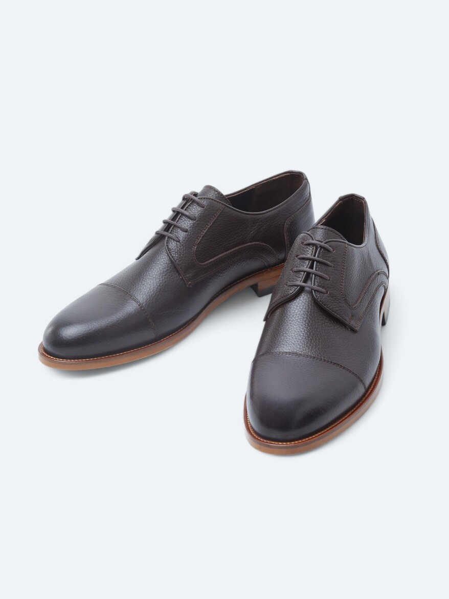 Brown Leather Classical Shoes - 2