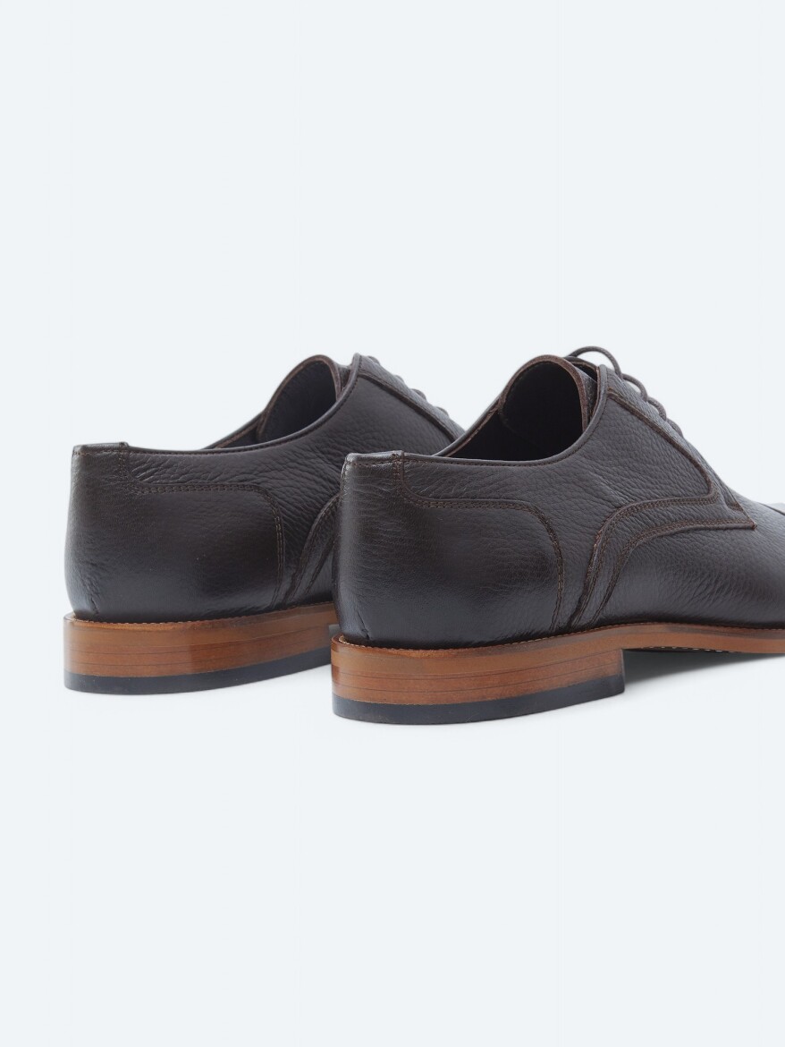 Brown Leather Classical Shoes - 5
