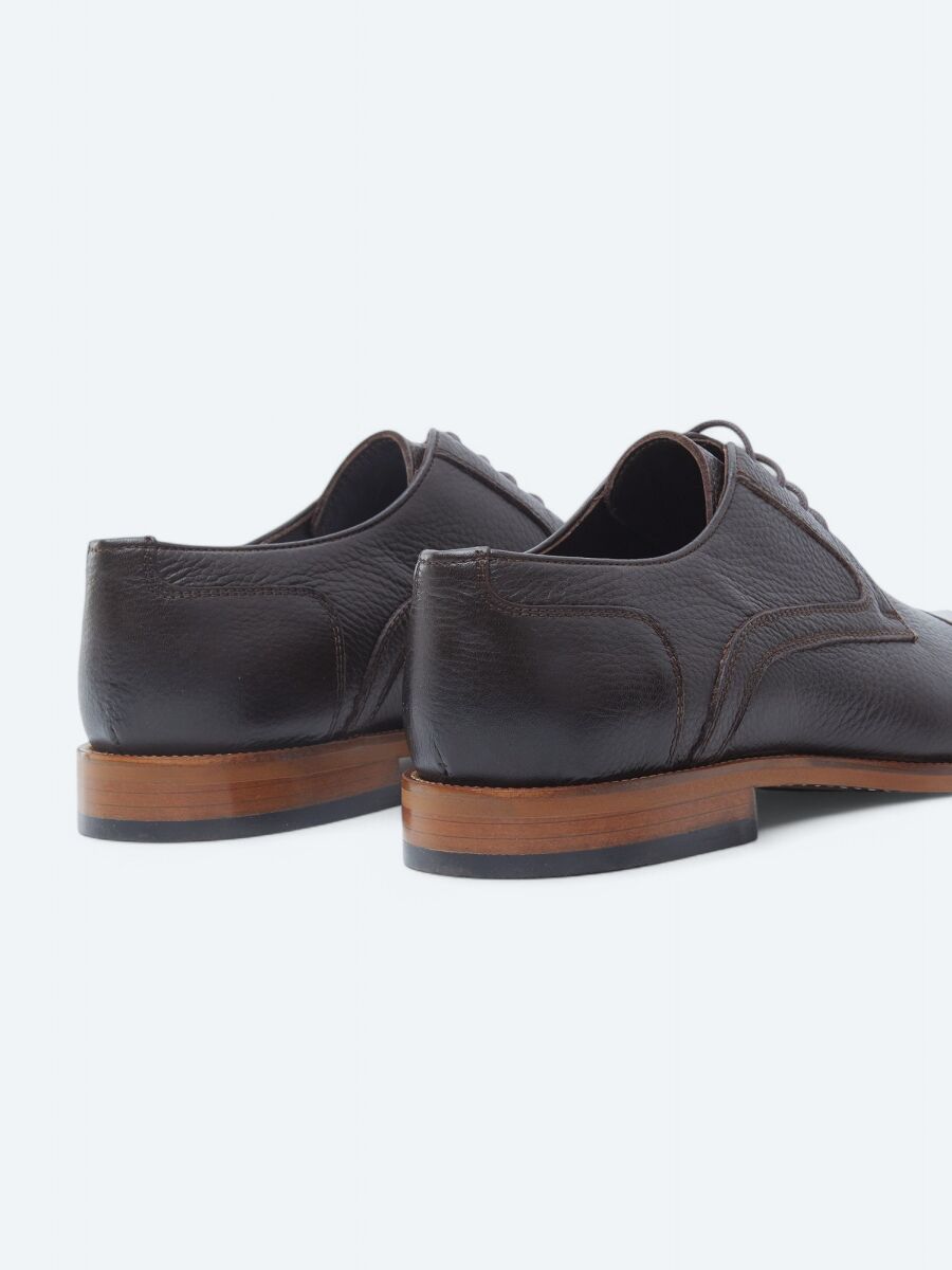 Brown Leather Classical Shoes - 5