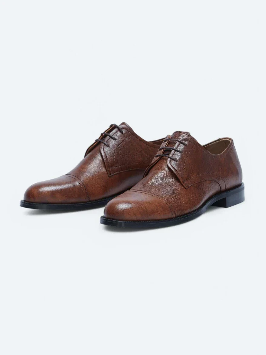 Brown Leather Classical Shoes - 2