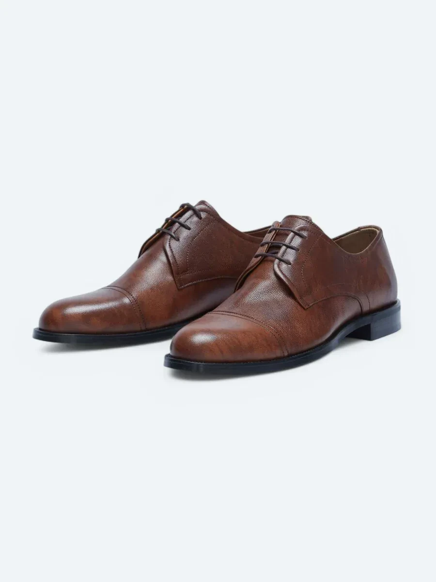 Brown Leather Classical Shoes - 2