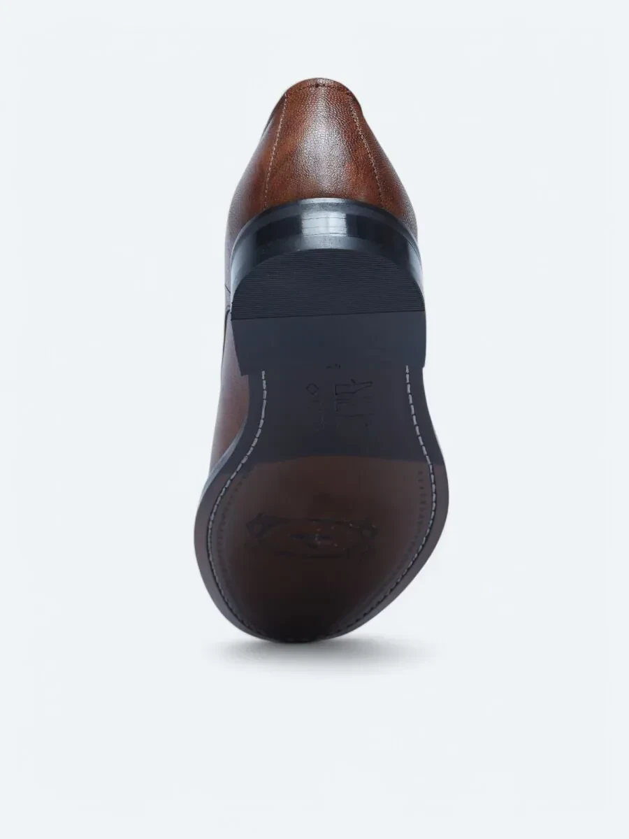 Brown Leather Classical Shoes - 4