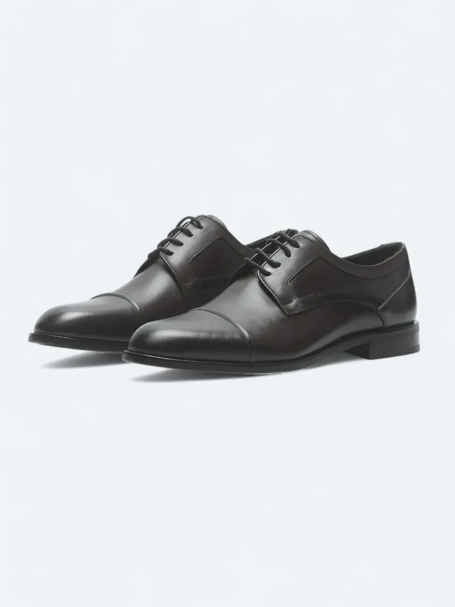 Brown Leather Classical Shoes - 2