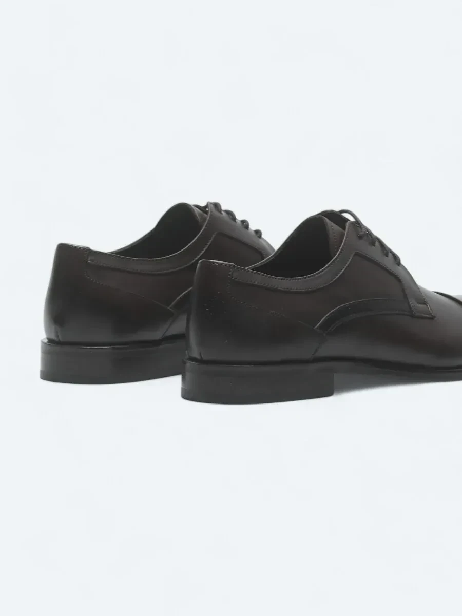 Brown Leather Classical Shoes - 5