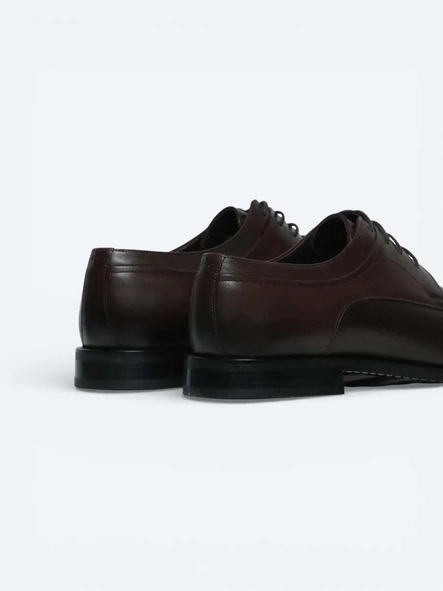 Brown Leather Classical Shoes - 5