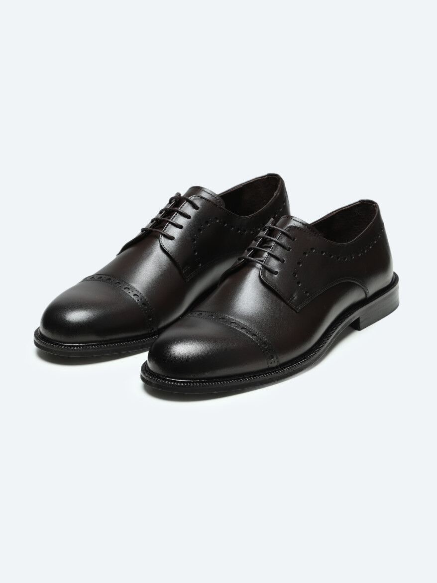 Brown Leather Classical Shoes - KİP