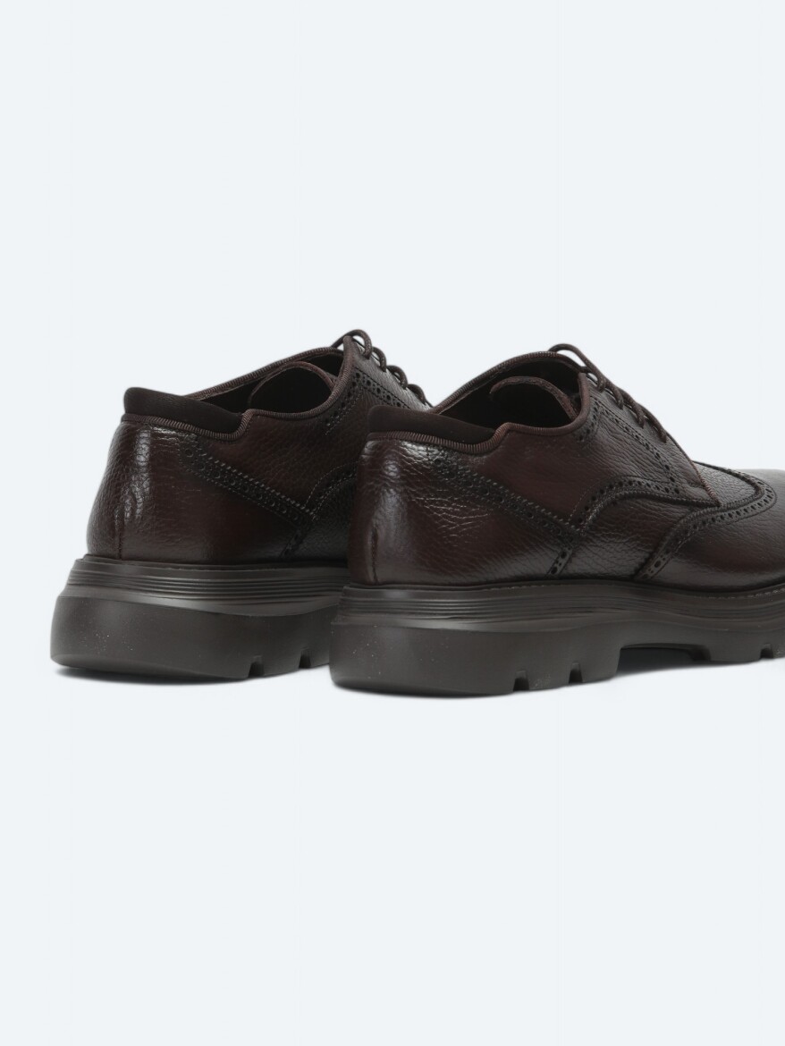 Brown Leather Smart Casual Shoes - 5