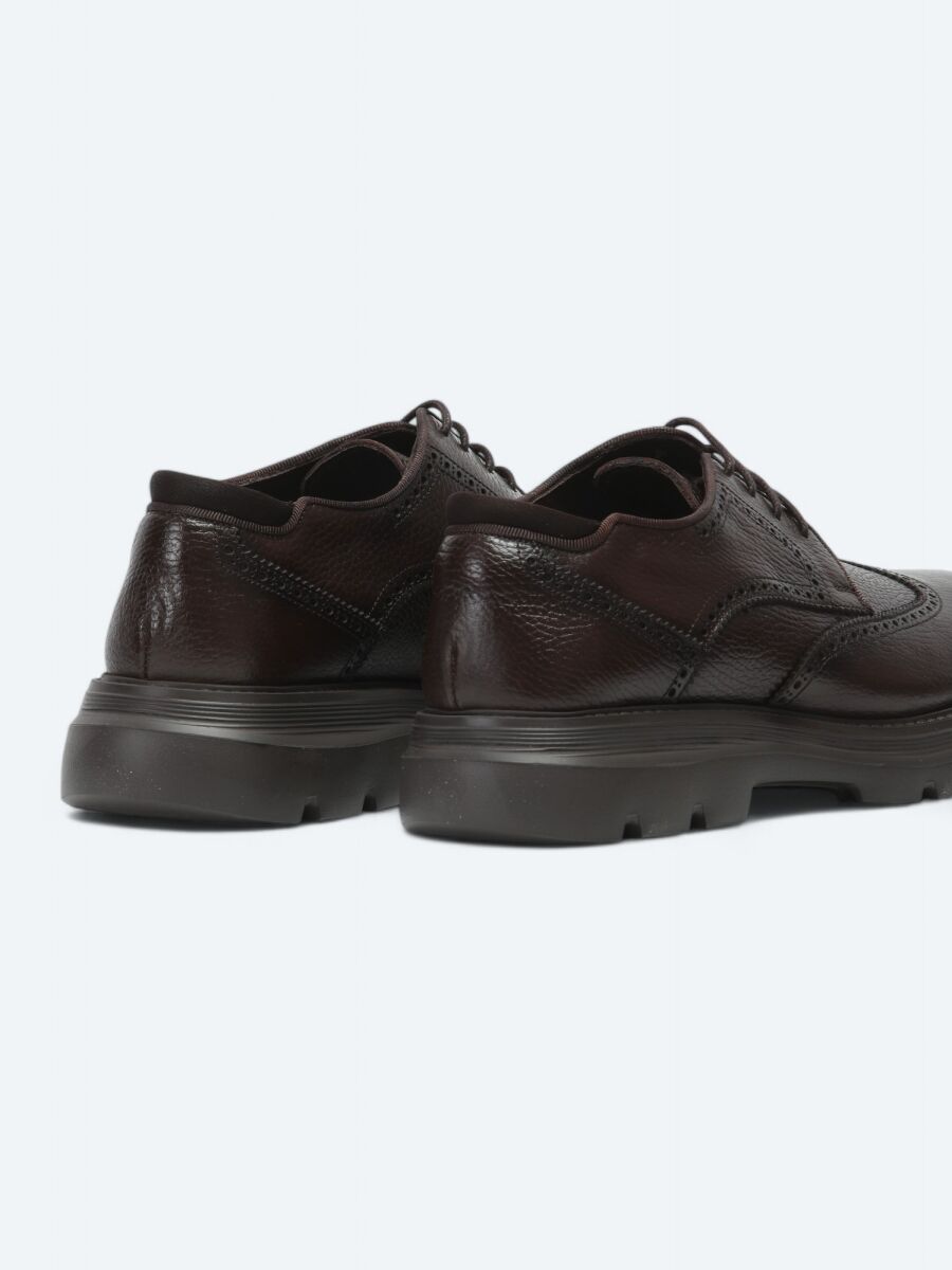 Brown Leather Smart Casual Shoes - 5