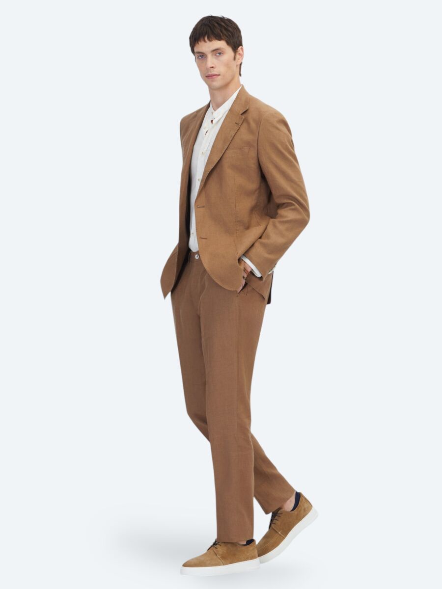 Brown Modern Fit 100% Linen Suit - 2