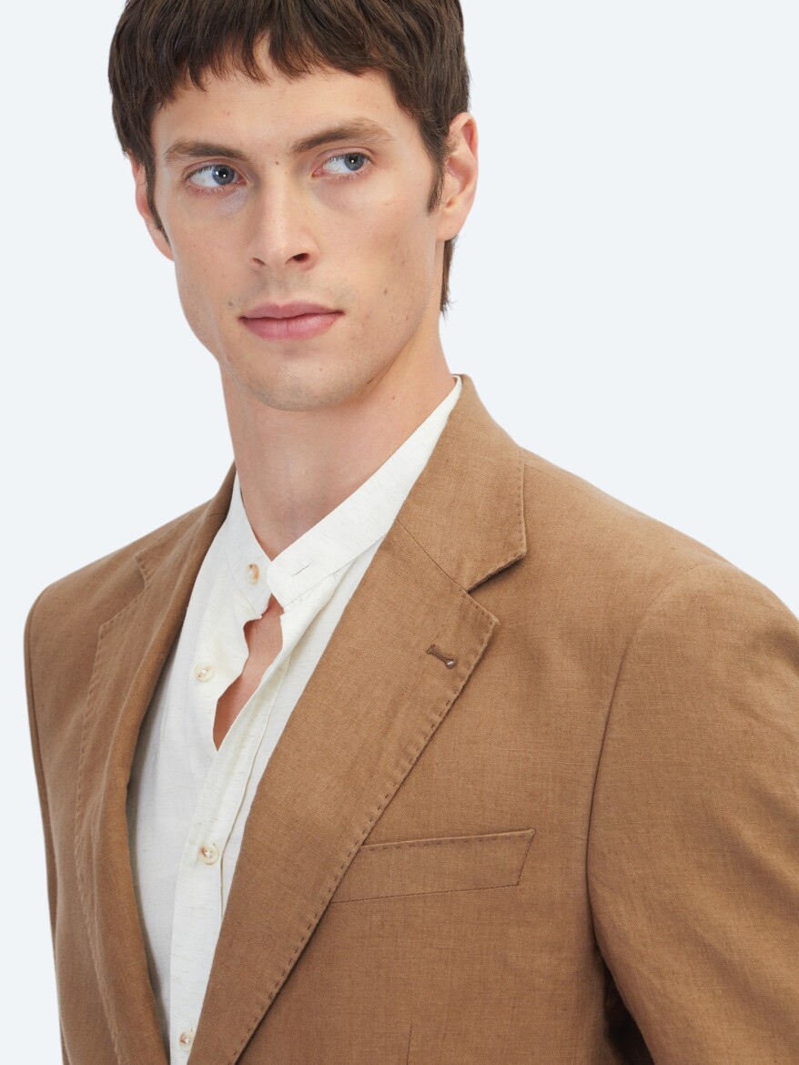 Brown Modern Fit 100% Linen Suit - 3