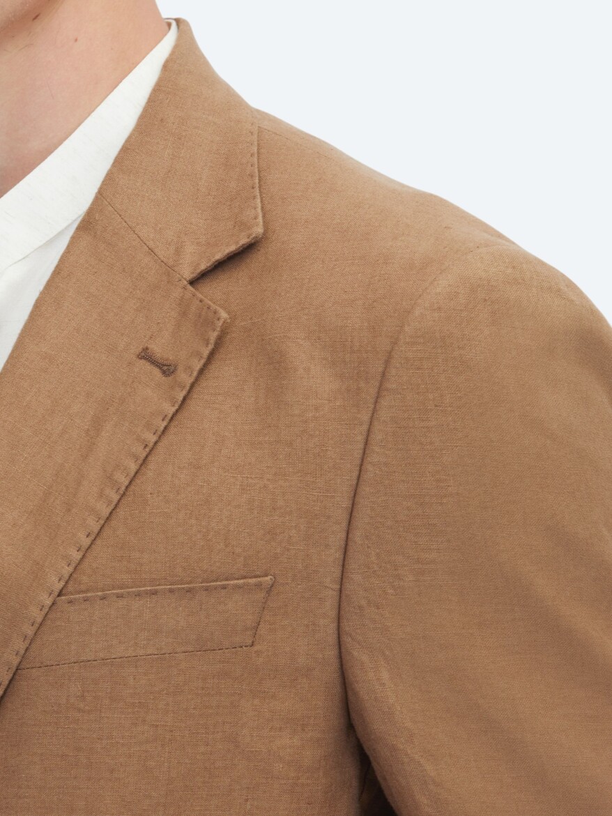 Brown Modern Fit 100% Linen Suit - 4
