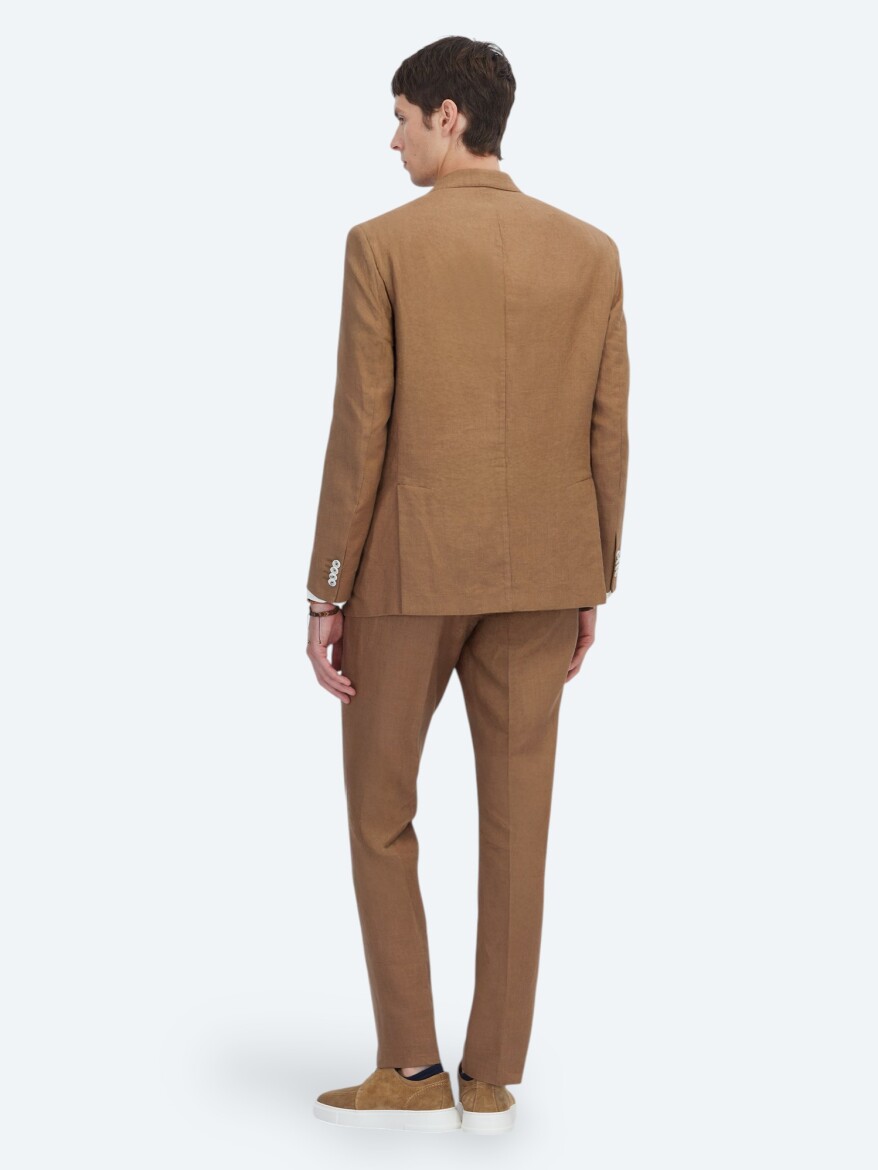 Brown Modern Fit 100% Linen Suit - 5