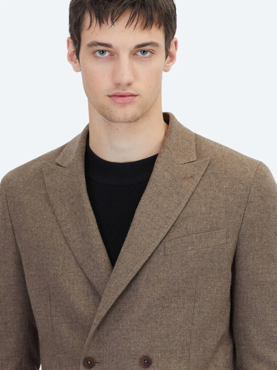 Brown Modern Fit Wool Blended Jacket - 3