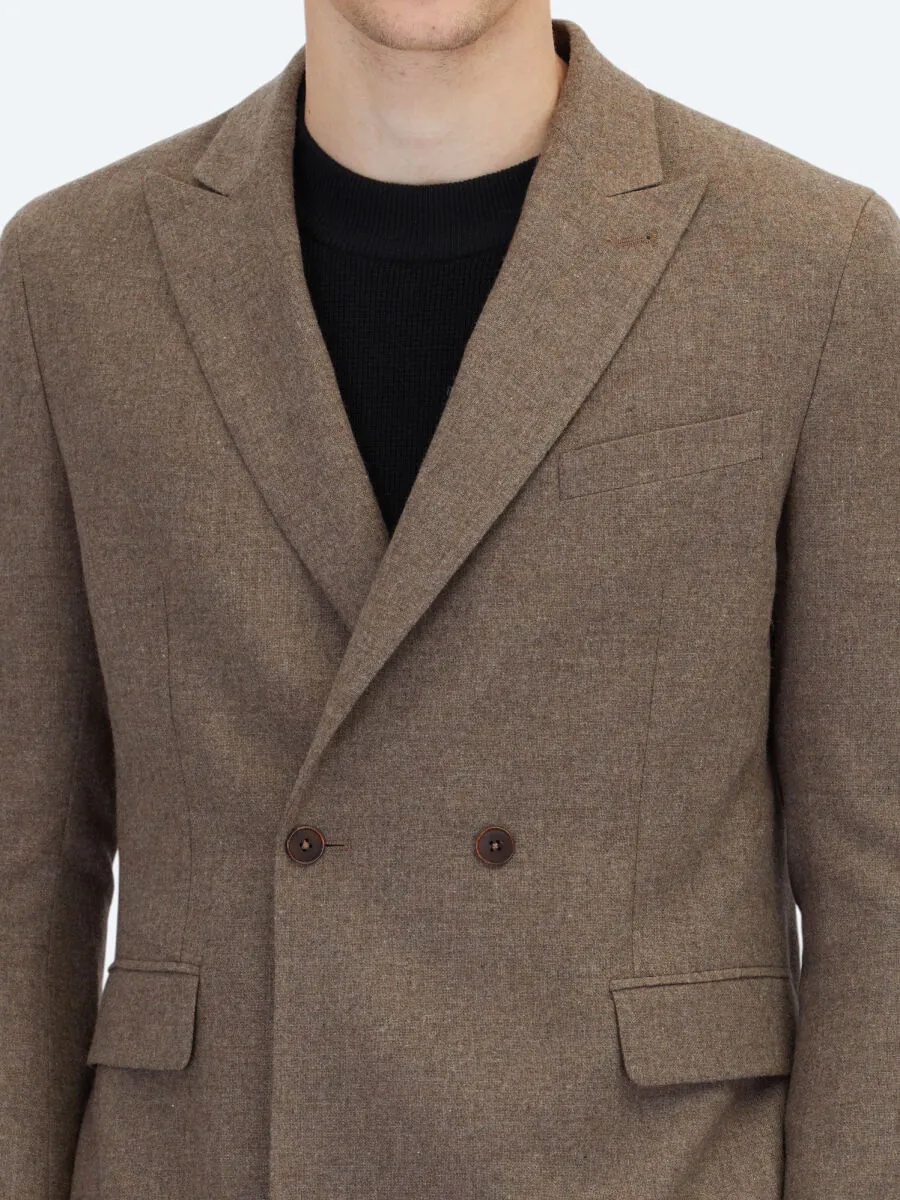 Brown Modern Fit Wool Blended Jacket - 6