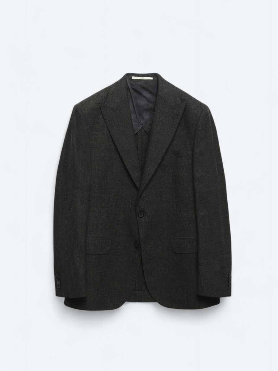Brown Patterned Comfort Fit 100% Wool Jacket - 7