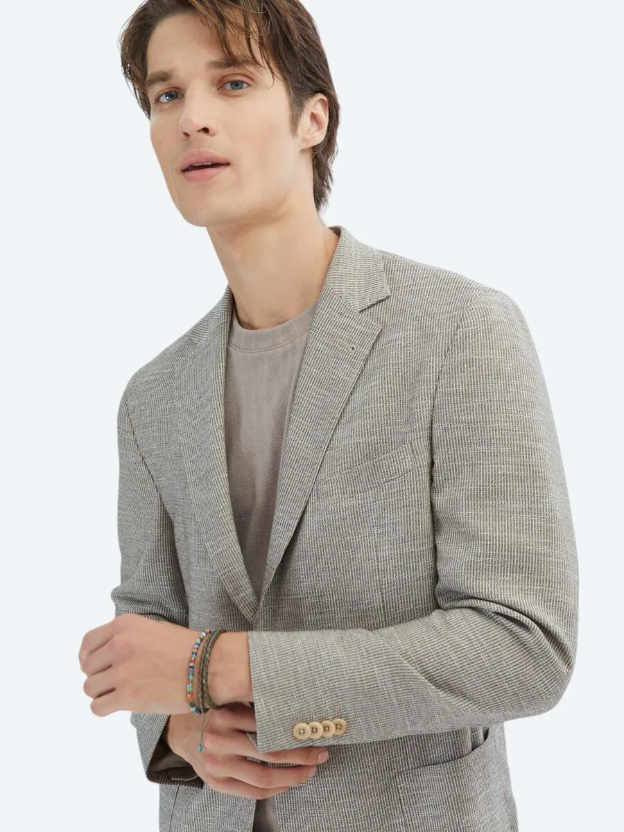 Brown Patterned Modern Fit Jacket - 3