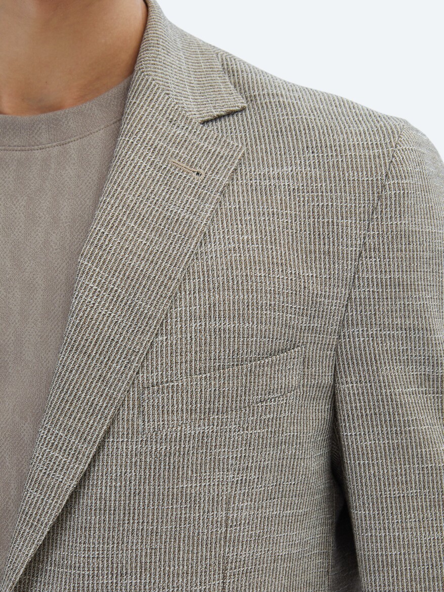 Brown Patterned Modern Fit Jacket - 5