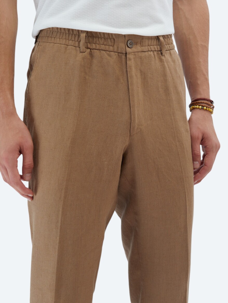 Brown Plain Modern Fit 100% Linen Suit - 6