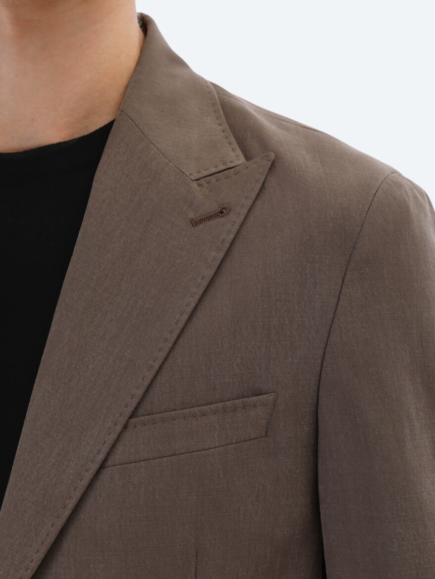 Brown Plain Modern Fit Suit - 7