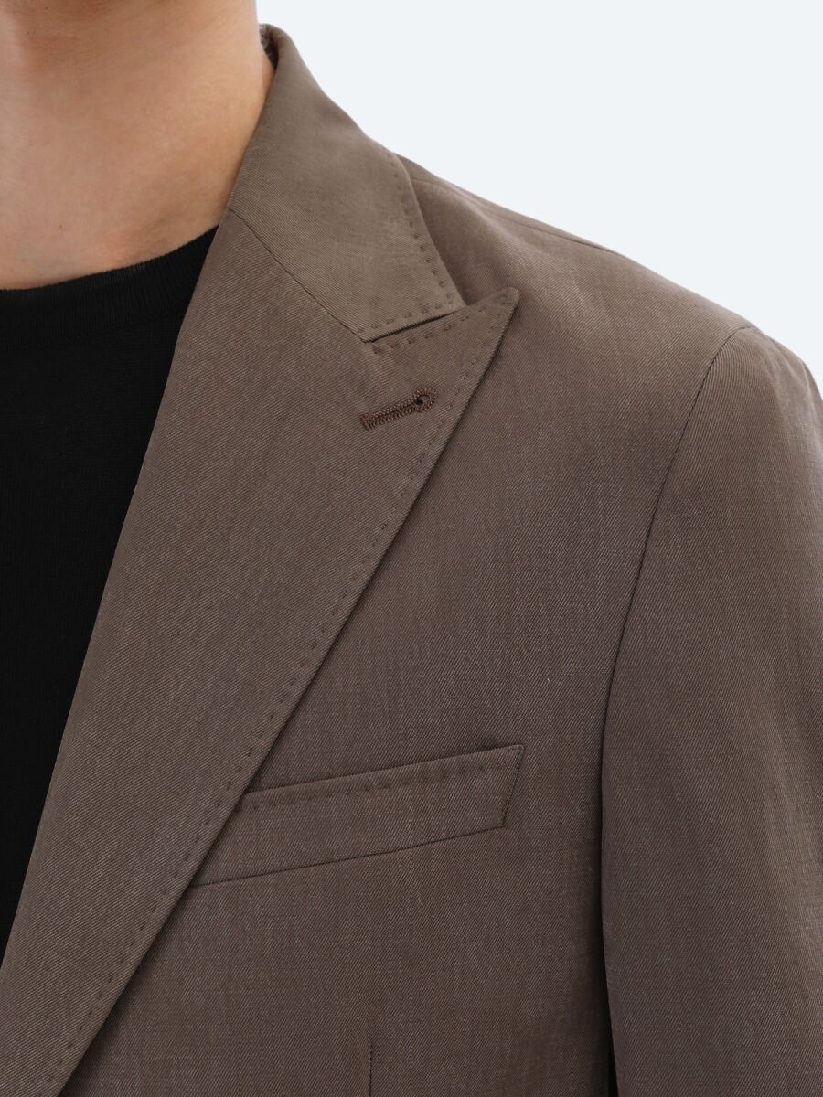 Brown Plain Modern Fit Suit - 7