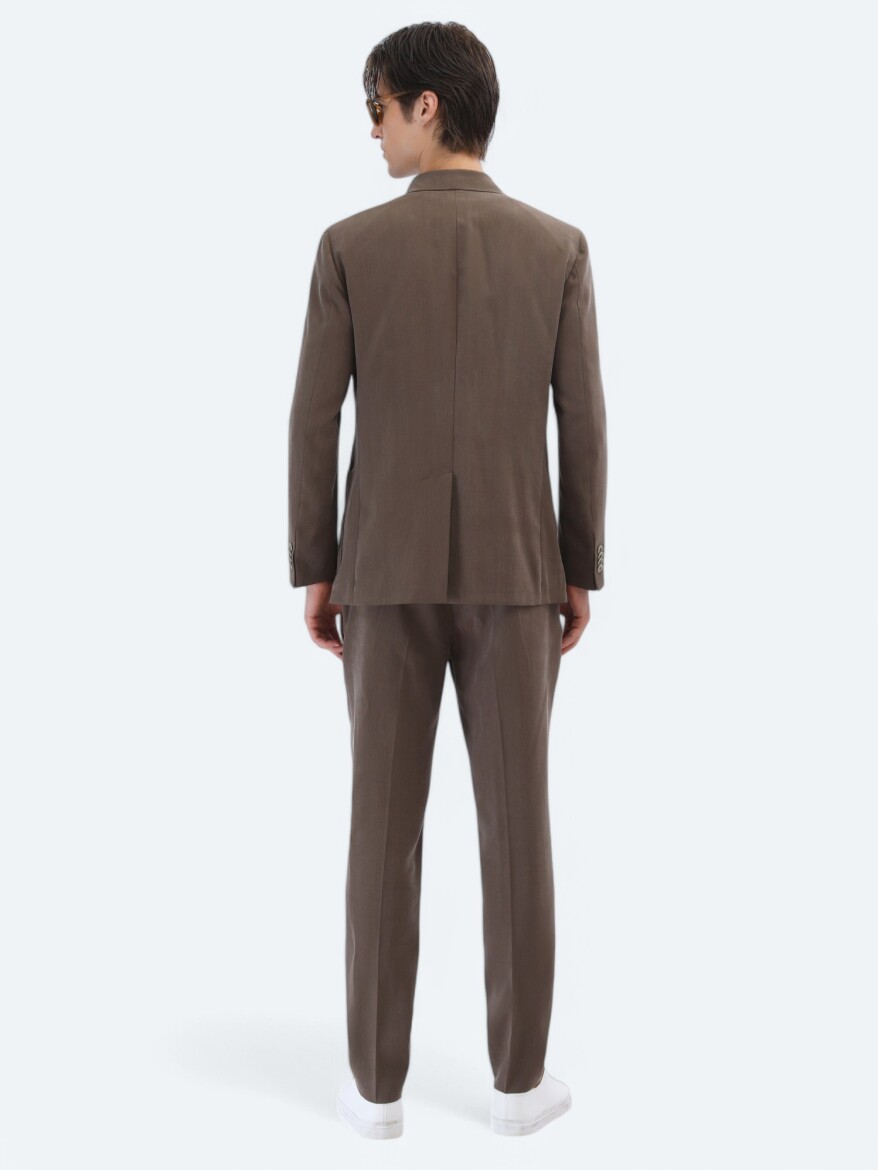 Brown Plain Modern Fit Suit - 8