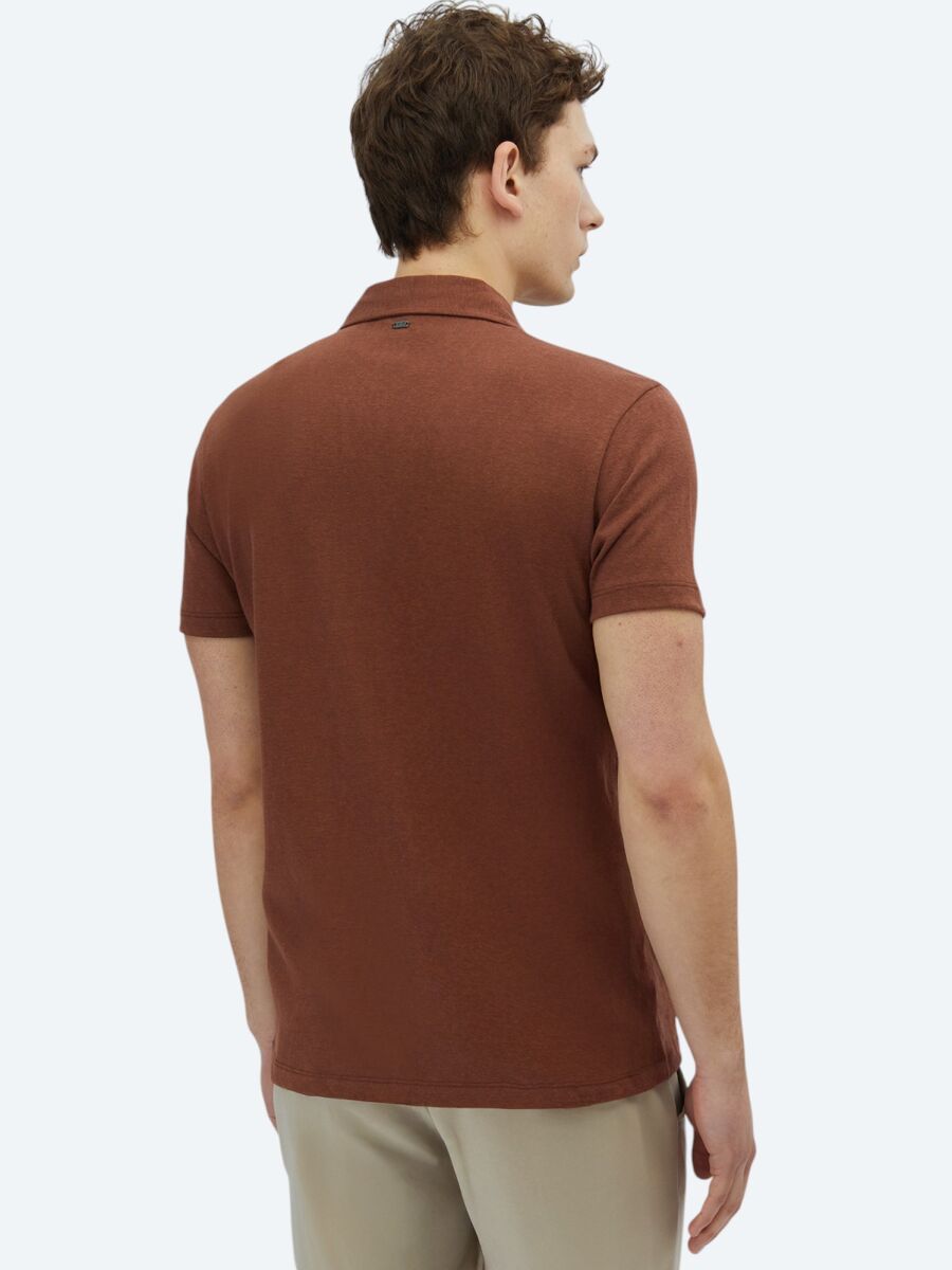 Brown Plain Regular Fit Knitting Casual Cotton Blended Shirt - 5