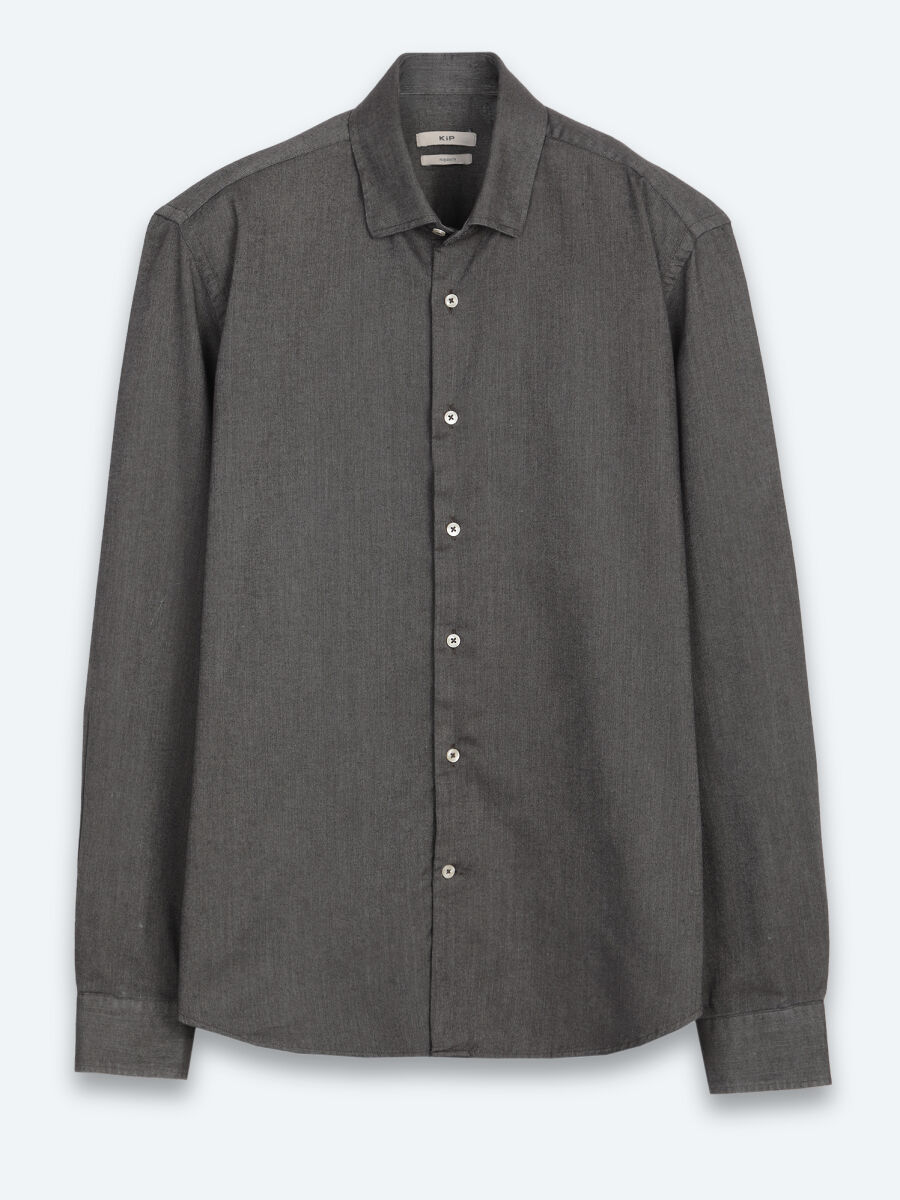 Brown Plain Regular Fit Long Weaving Casual Cotton Blended Shirt - 6