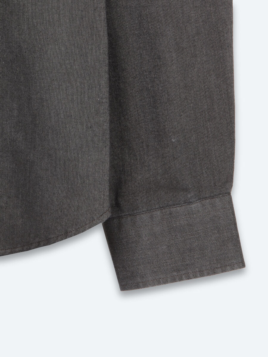 Brown Plain Regular Fit Long Weaving Casual Cotton Blended Shirt - 9