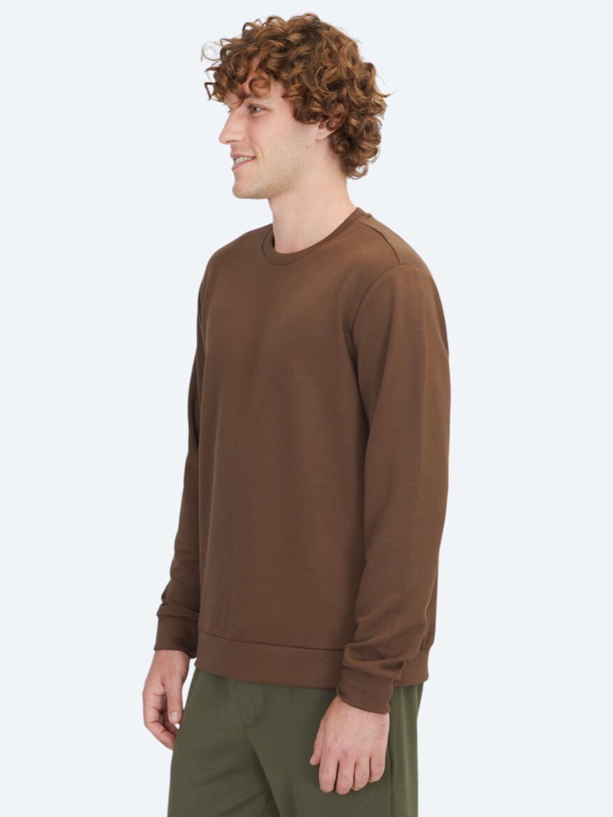 Brown Crew Neck Sweatshirt - 3
