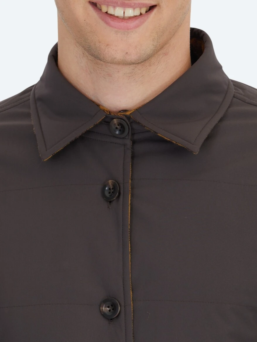 Brown Regular Fit Hooded Casual Weaving Coat - 6