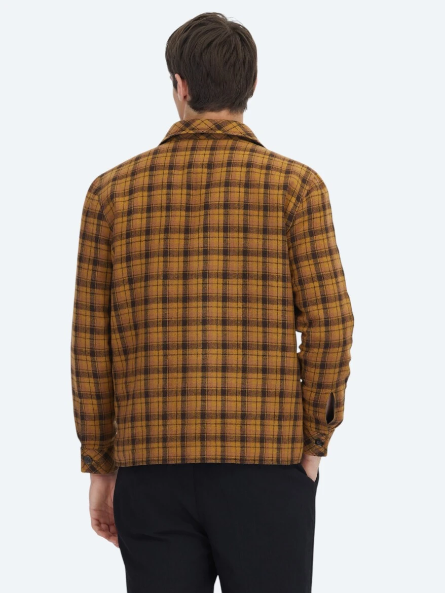 Brown Regular Fit Hooded Casual Weaving Coat - 7