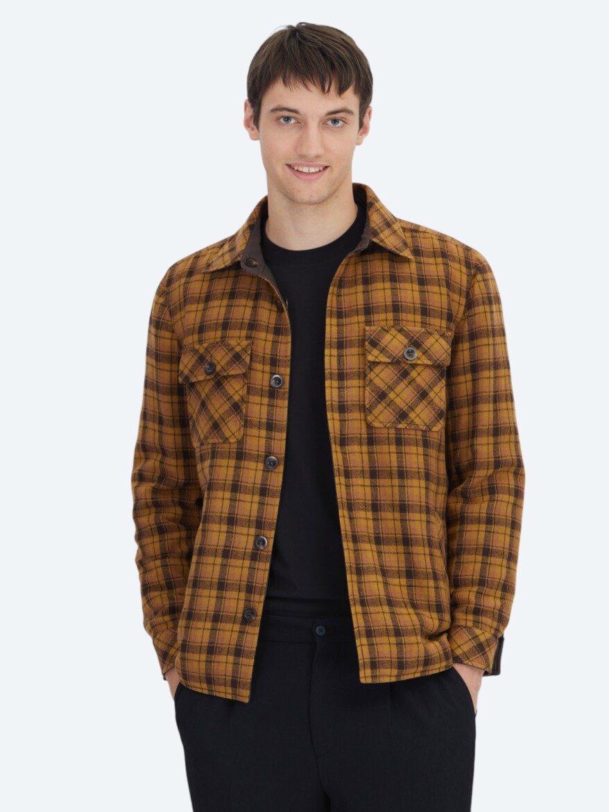 Brown Regular Fit Hooded Casual Weaving Coat - 1