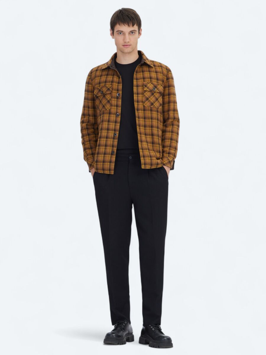 Brown Regular Fit Hooded Casual Weaving Coat - 3
