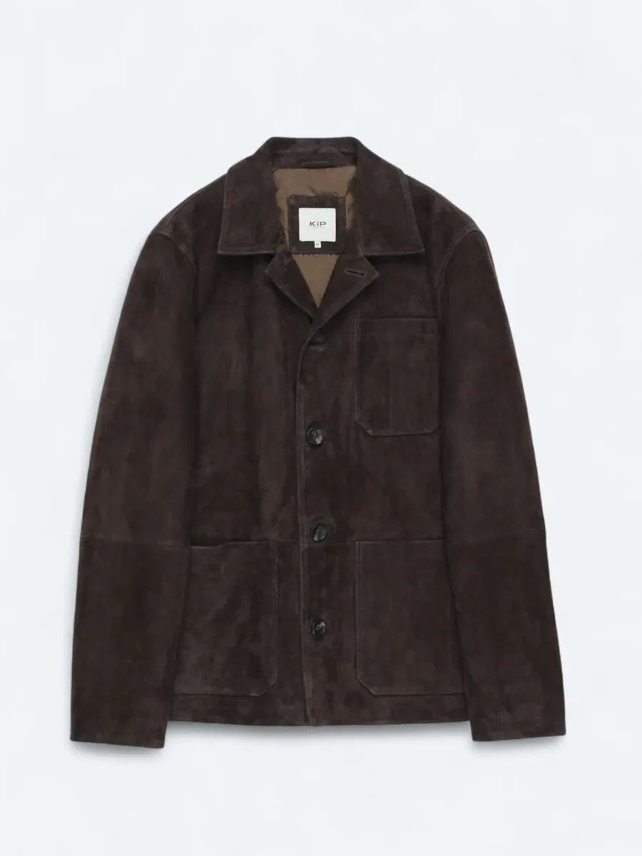 Brown Regular Fit Shirt Collar Casual Leather Coat - 6