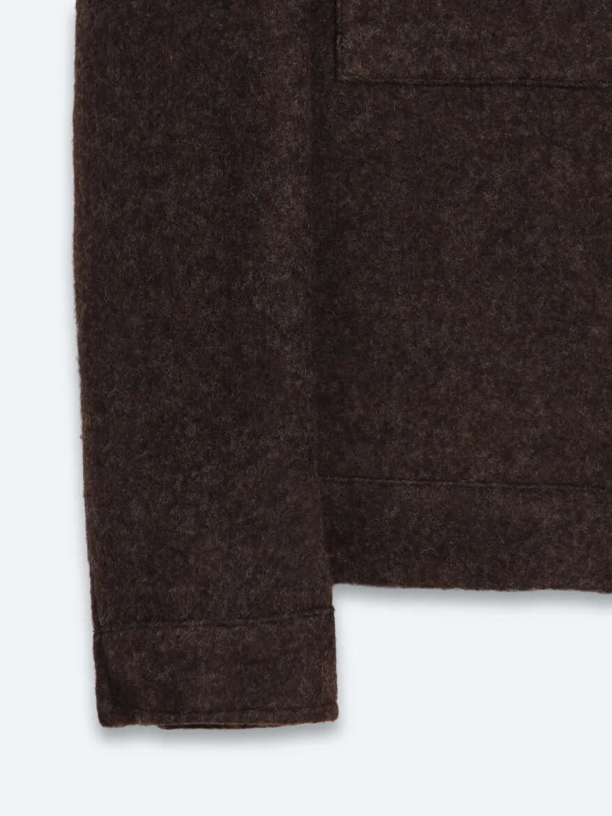 Brown Regular Fit Shirt Collar Casual Weaving Coat - 10
