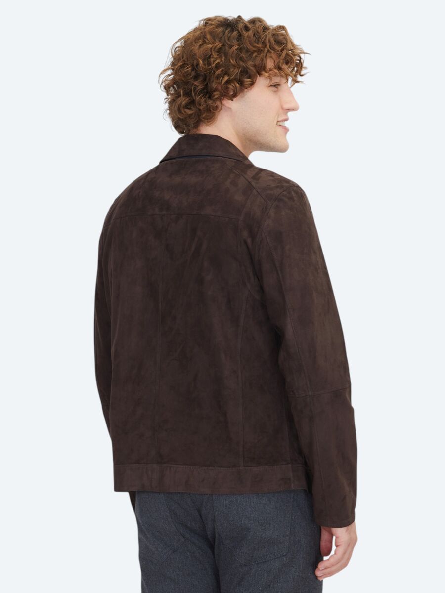 Brown Regular Fit Shirt Collar Smart Casual Double-Sided Leather Coat - 8