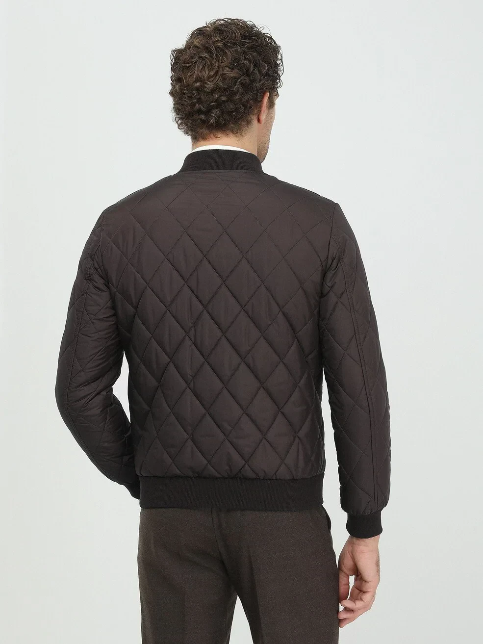 Brown Regular Fit Turtleneck Casual Weaving Coat - 4
