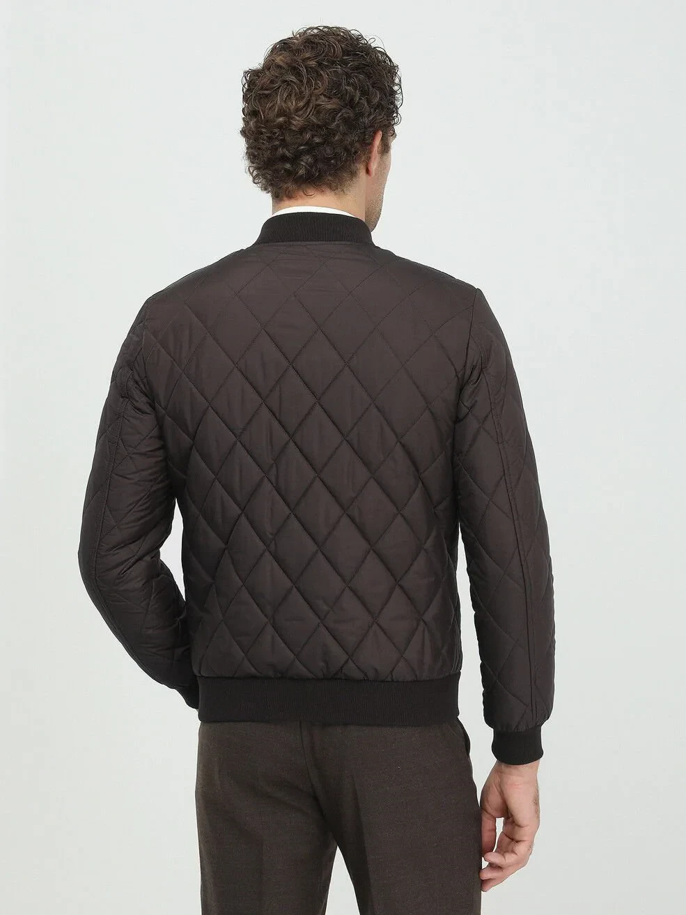 Brown Regular Fit Turtleneck Casual Weaving Coat - 4