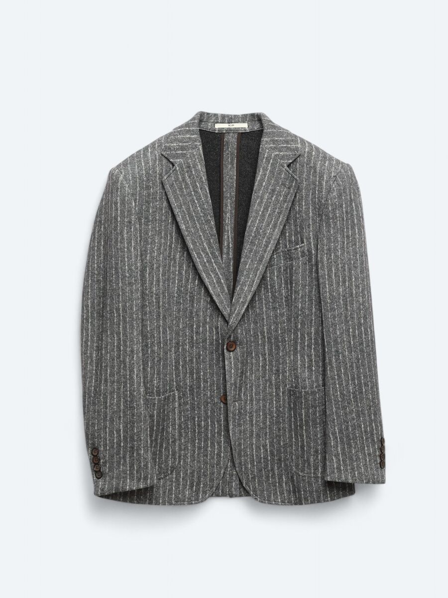 Brown Striped Comfort Fit Jacket - 7