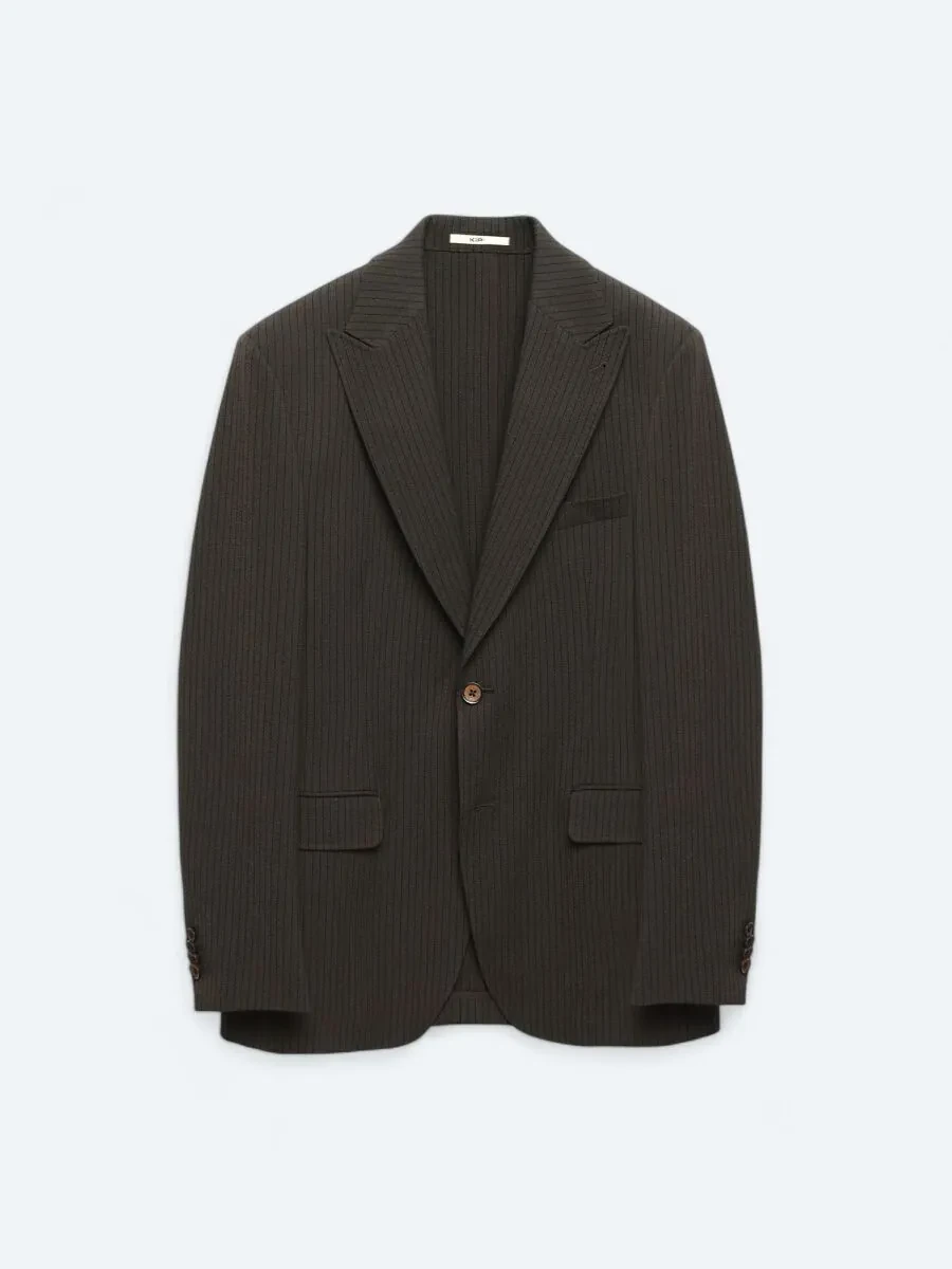 Brown Striped Modern Fit Jacket - 7