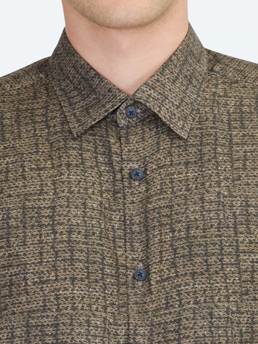 Brown Striped Regular Fit Weaving Casual 100% Cotton Shirt - 5