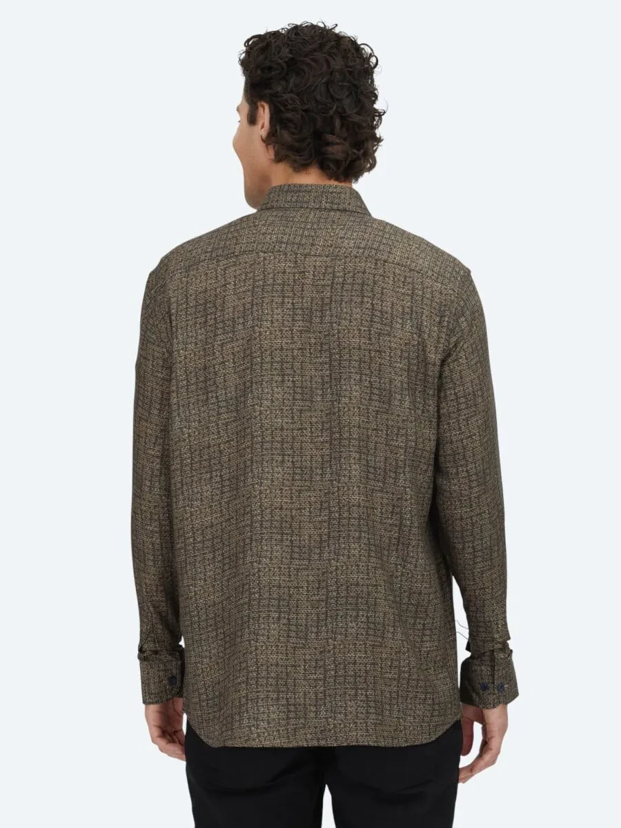 Brown Striped Regular Fit Weaving Casual 100% Cotton Shirt - 5