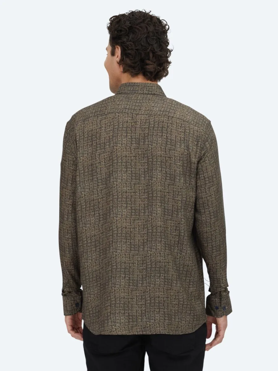 Brown Striped Regular Fit Weaving Casual 100% Cotton Shirt - 5