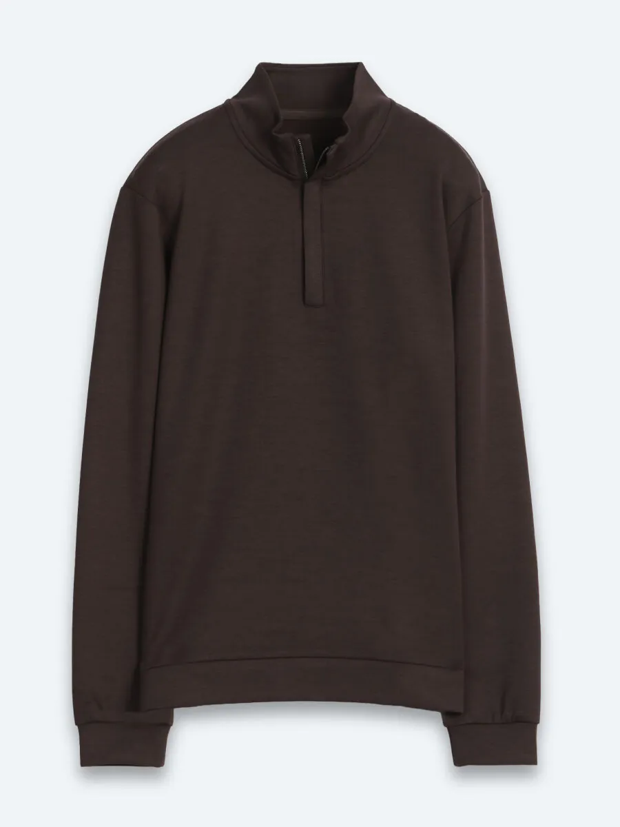 Brown Turtleneck Plain Sweatshirt - 7