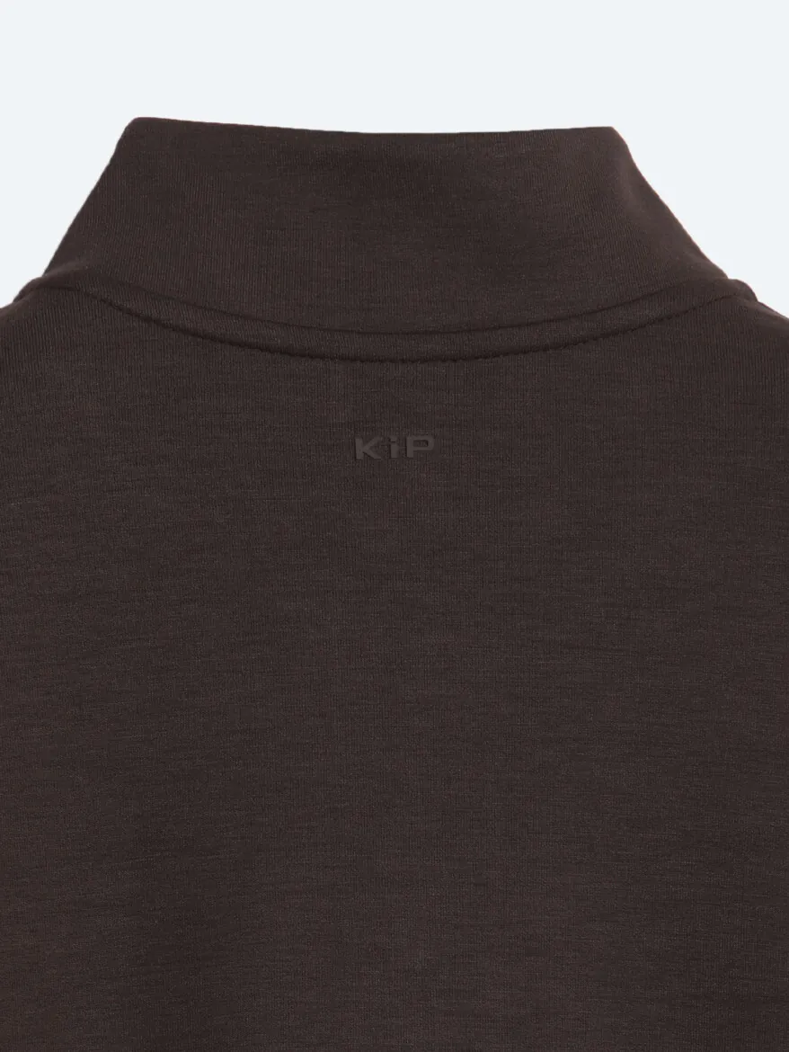 Brown Turtleneck Plain Sweatshirt - 11