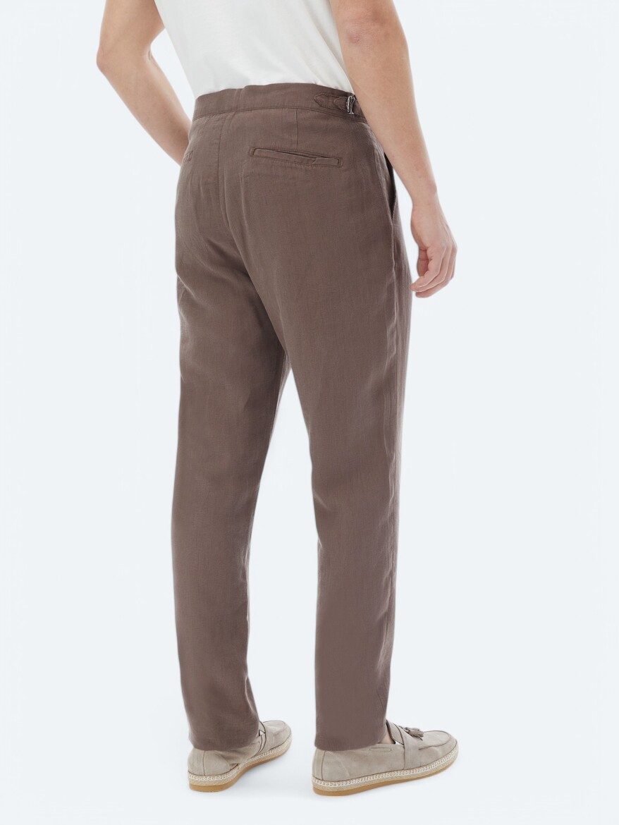 Brown Weaving Carrot Fit Casual Trousers - 6