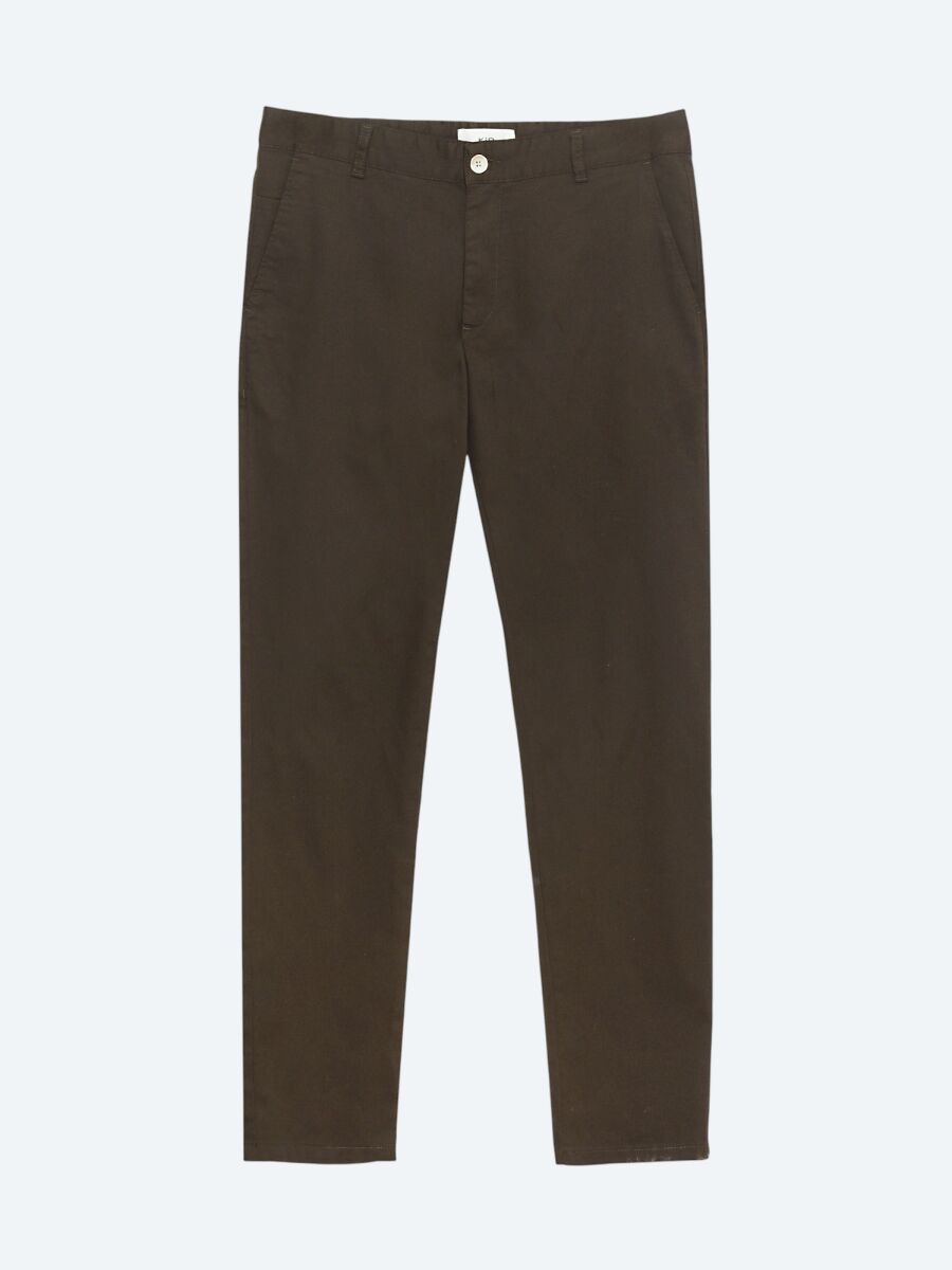 Brown Weaving Regular Fit Casual Cotton Blended Trousers - 5