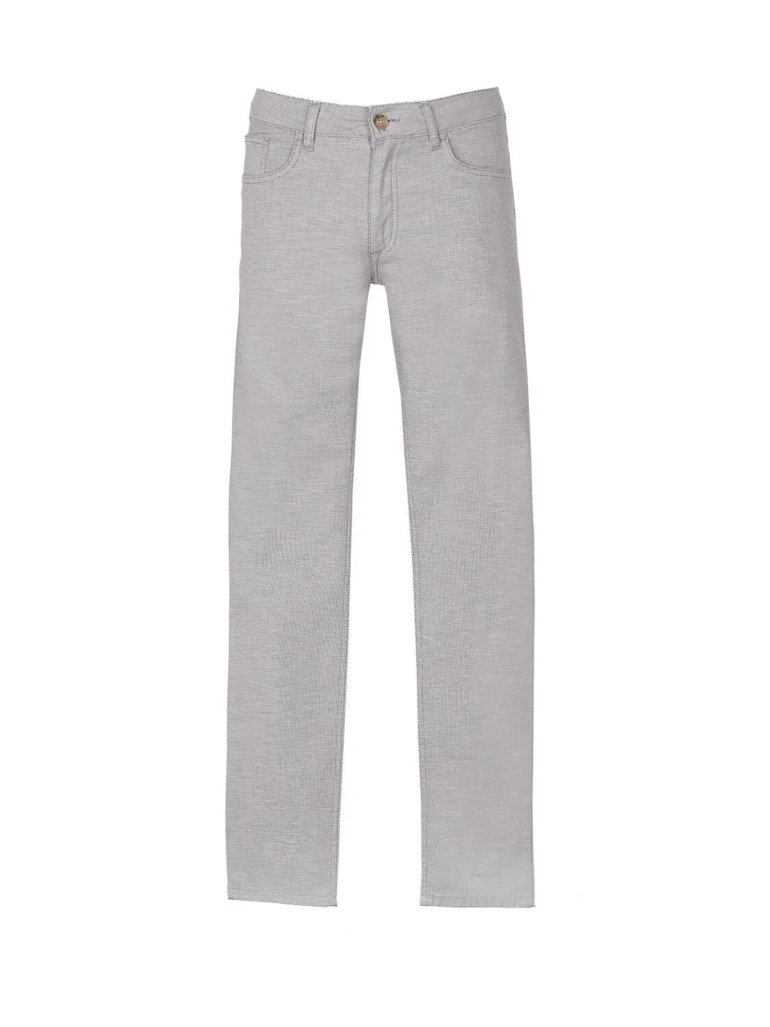 Brown Weaving Slim Fit Casual Cotton Blended Trousers - 6